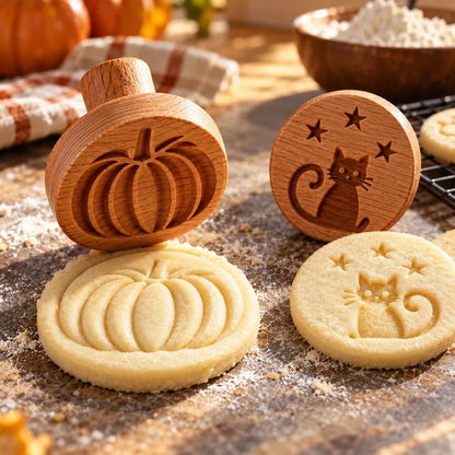 Patterned Wood Cookie Embosser | Seasonal Party & Gift Cookie Prep