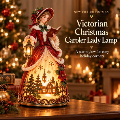 🎄 Victorian Christmas Caroler Lady Lamp | Lighted Tabletop Decor