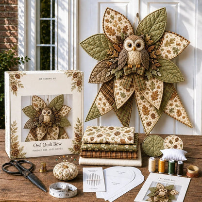 🔥LAST DAY 50% OFF - 🎀 Beginner-Friendly Oversized Quilted Bow Sewing Kit | Coordinated Printed Fabrics, Batting, Pre-Designed Templates & Complete Supplies for a 3D Statement Bow ✨