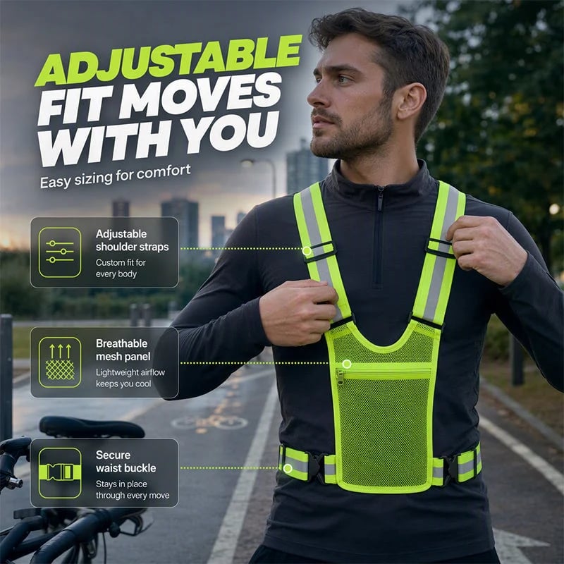 High-Visibility Reflective Vest – Adjustable Running & Work Gear