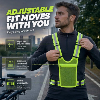 High-Visibility Reflective Vest – Adjustable Running & Work Gear