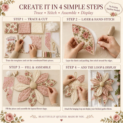 🌸 Beginner-Friendly Oversized Garden Blossom Quilted Bow Sewing Kit | Complete Kit with All Tools & Step-by-Step Guide Included 💕