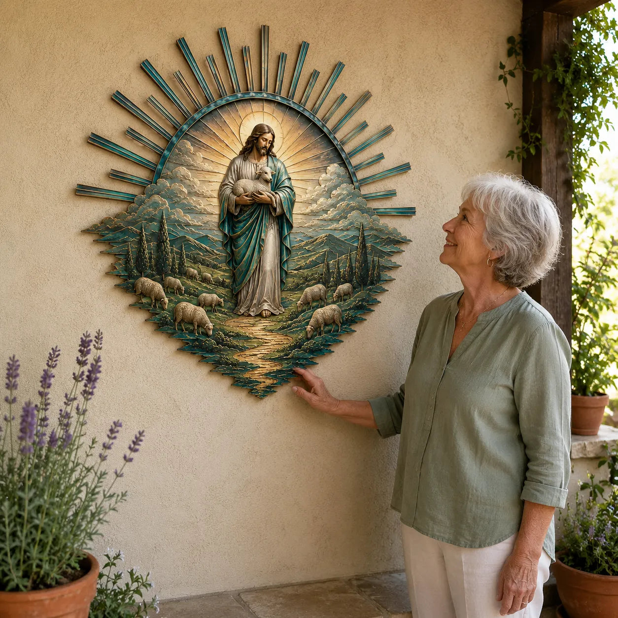 ⏳ Last Day 49% OFF – ✝️ Jesus Metal Wall Art Collection | Layered Christ Artwork with Radiant Sunburst, Dimensional Landscape Details & Concealed Keyhole Hangers ✨