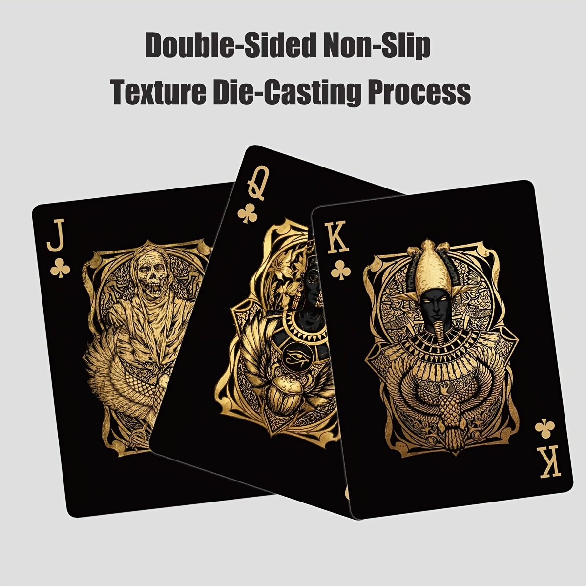 Black‑Gold Egyptian Themed Playing Cards – 300g Blue-Core Deck