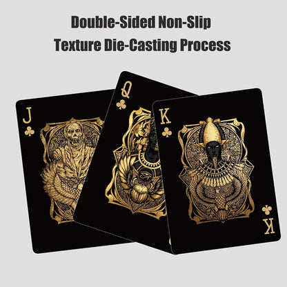 Black‑Gold Egyptian Themed Playing Cards – 300g Blue-Core Deck