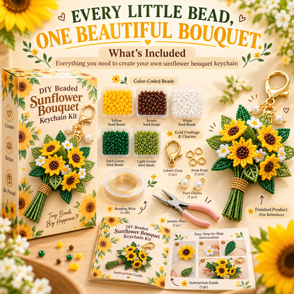 🔥 BUY 3 GET 1 FREE 🔥- 💐DIY Beaded Bouquet Keychain Kit✨