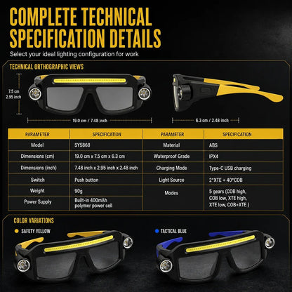 Light Up Hands-Free Instantly! USB Rechargeable Clip-On Glasses Light