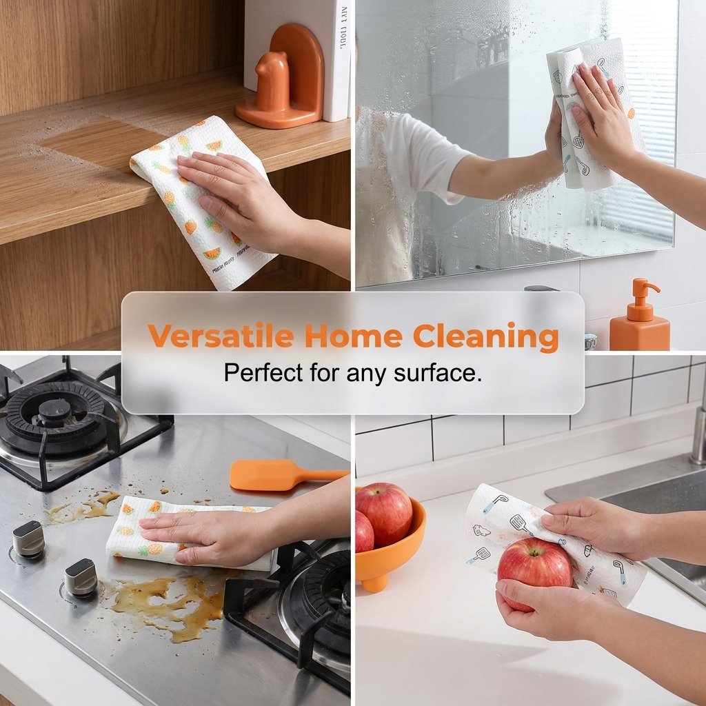 🔥 50PCS Reusable Cleaning Rag Roll – Wash, Reuse & Clean More for Less 🌿