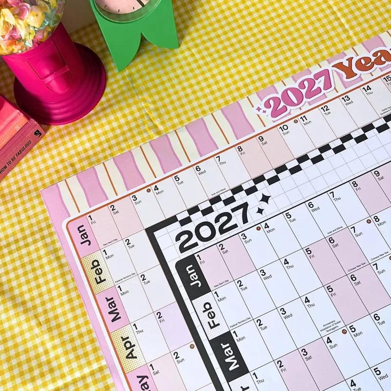 📅✨ 2027 Extra-Large Full Year Wall Planner – 90 × 60 cm | 140gsm Thick Matte Paper | 12-Month Year-at-a-Glance Calendar🏃