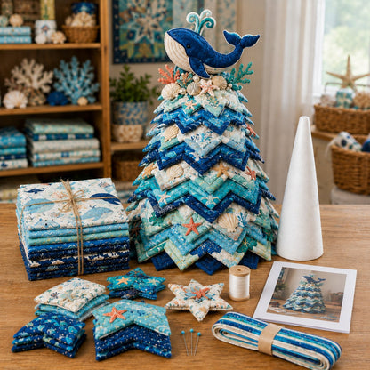 🔥 LAST DAY 49% OFF – 🌊 Ocean Dreams Layered Fabric Tree Craft Kit | Create a Freestanding Coastal Centerpiece with Coordinated Fabrics & Marine Topper 🐚✨