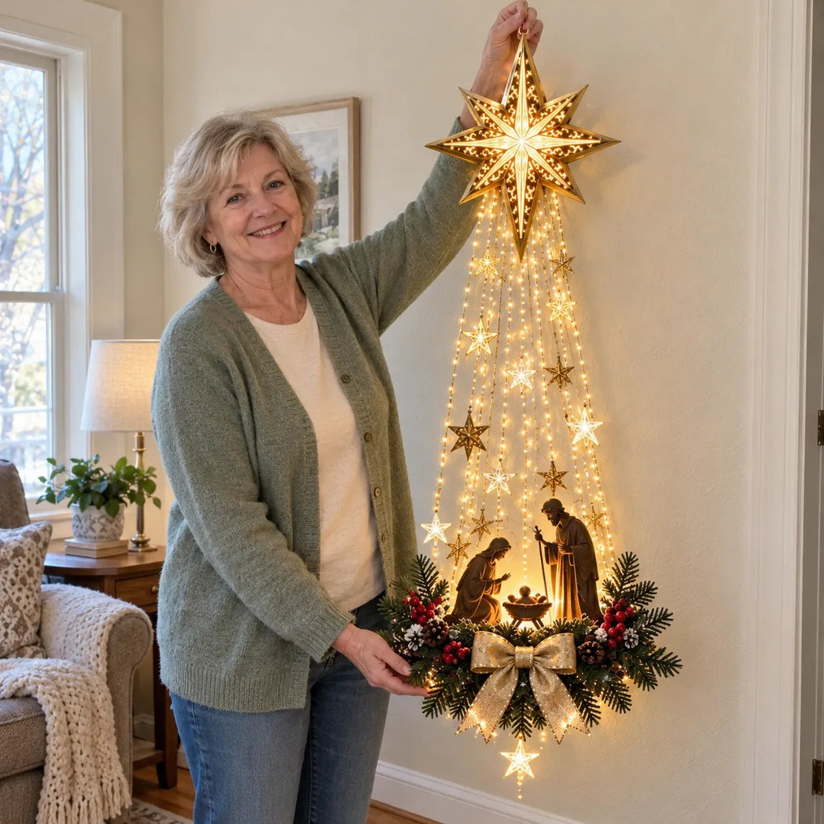 ✝️ Bethlehem Star of Faith™ – Lighted Nativity Wall Decor