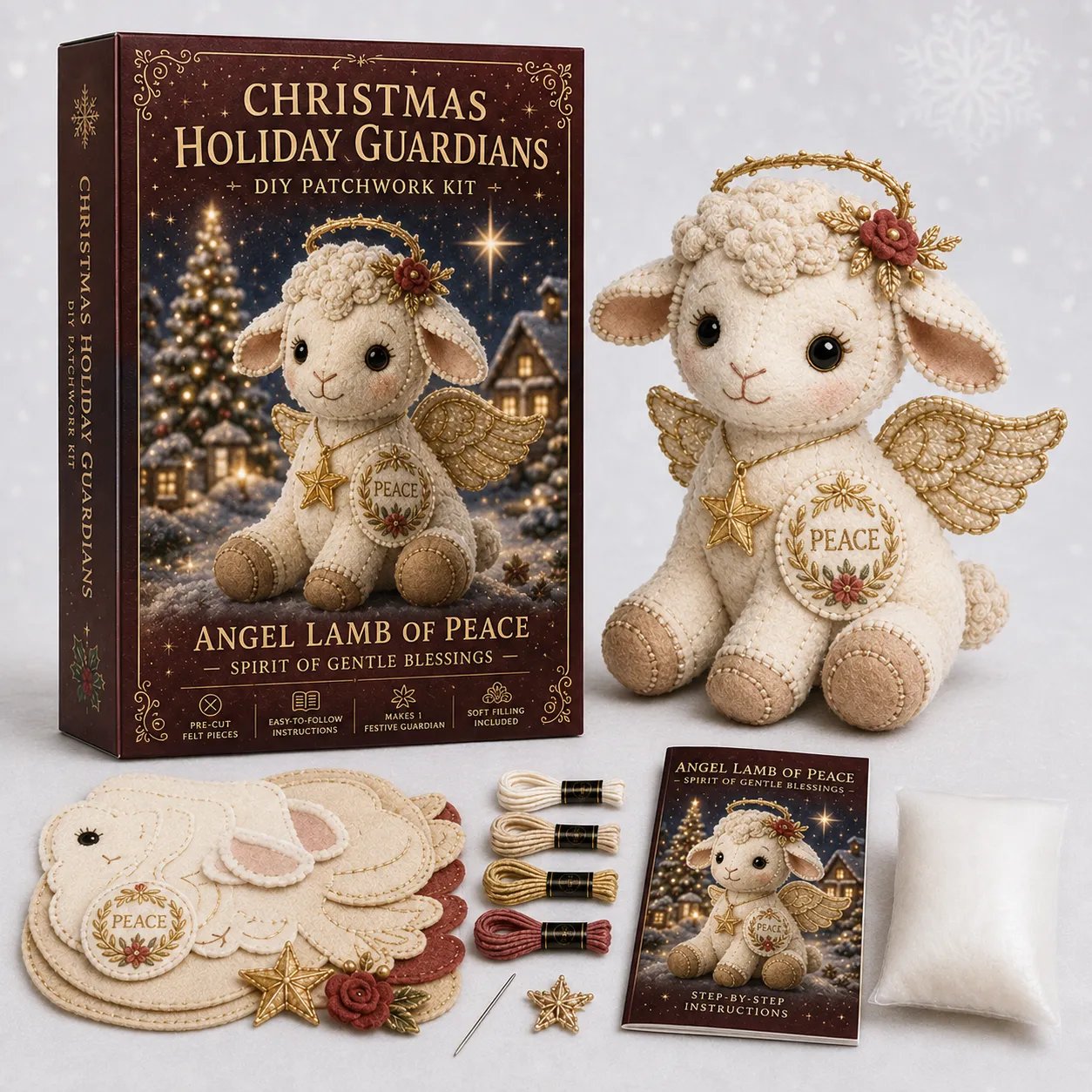 ⏳ Last Day 49% OFF – 🎄Beginner-Friendly Christmas Holiday Guardian Felt Patchwork Kit Collection | Complete Kit with Pre-Cut Felt, Embroidery Materials & Step-by-Step Guide Included 💕
