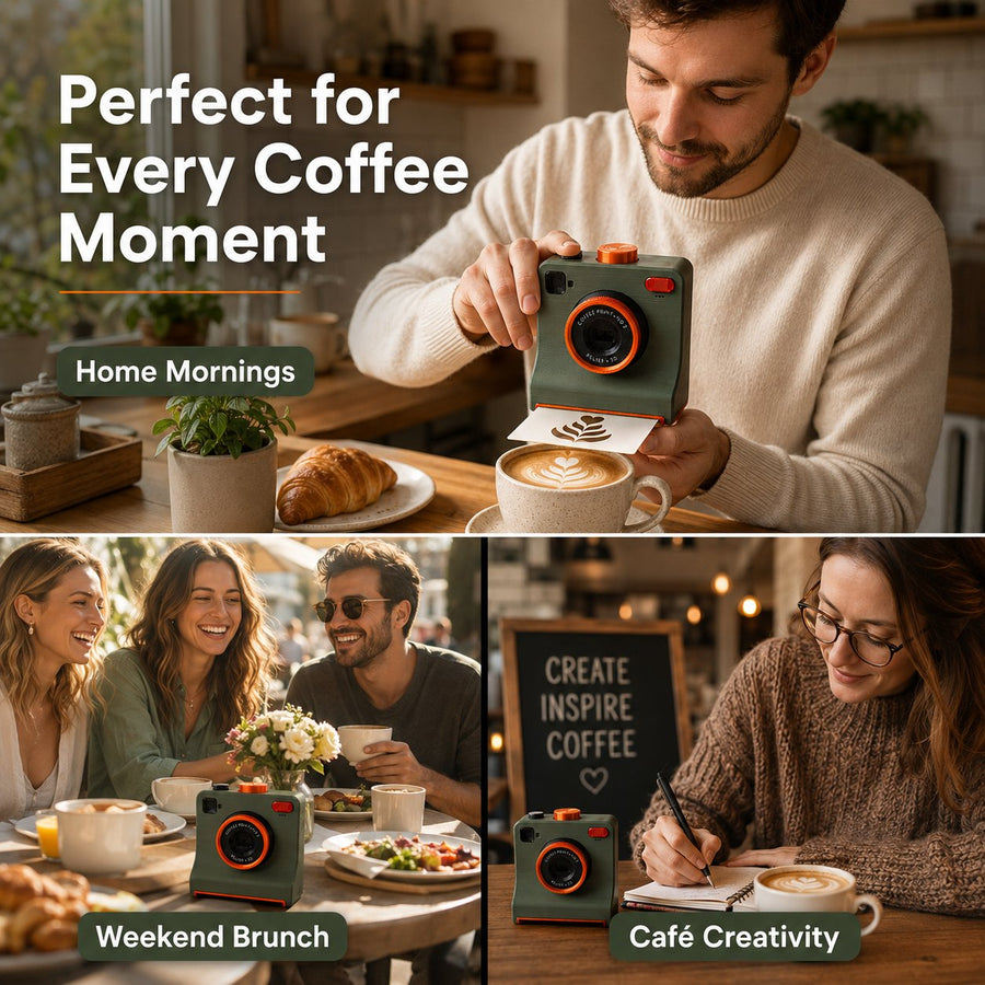 Latte art camera coffee lifestyle