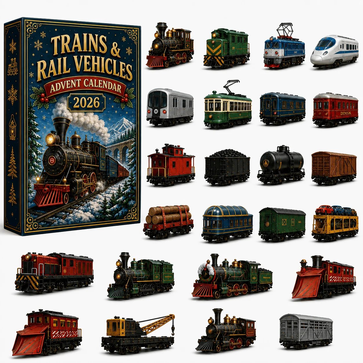 Trains & Rail Vehicles Advent Calendar 2026 – 24 Miniature Surprises
