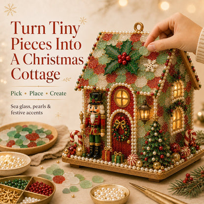 ⏳ Last Day 49% OFF – 🏡 Beginner-Friendly DIY Glowing Coastal Glass-Style Christmas Cottage Kit Collection | Complete Kit with Sea Glass-Style Pieces, Pearl Beads & Step-by-Step Guide Included 💕