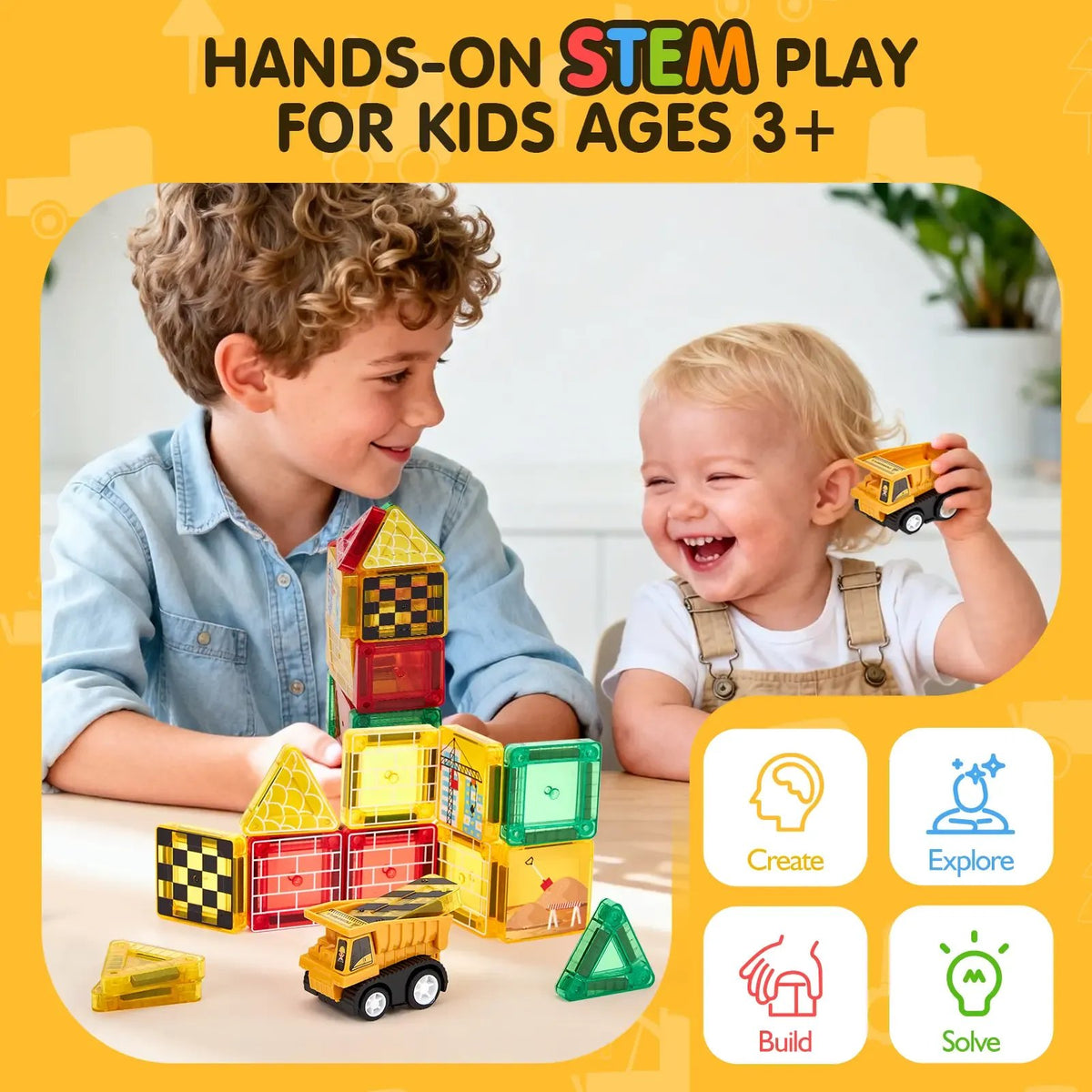 🎁Perfect Gift for Kids🎁42 PCS Magnetic Tiles Road Toppers Set for Kids Ages 3-5