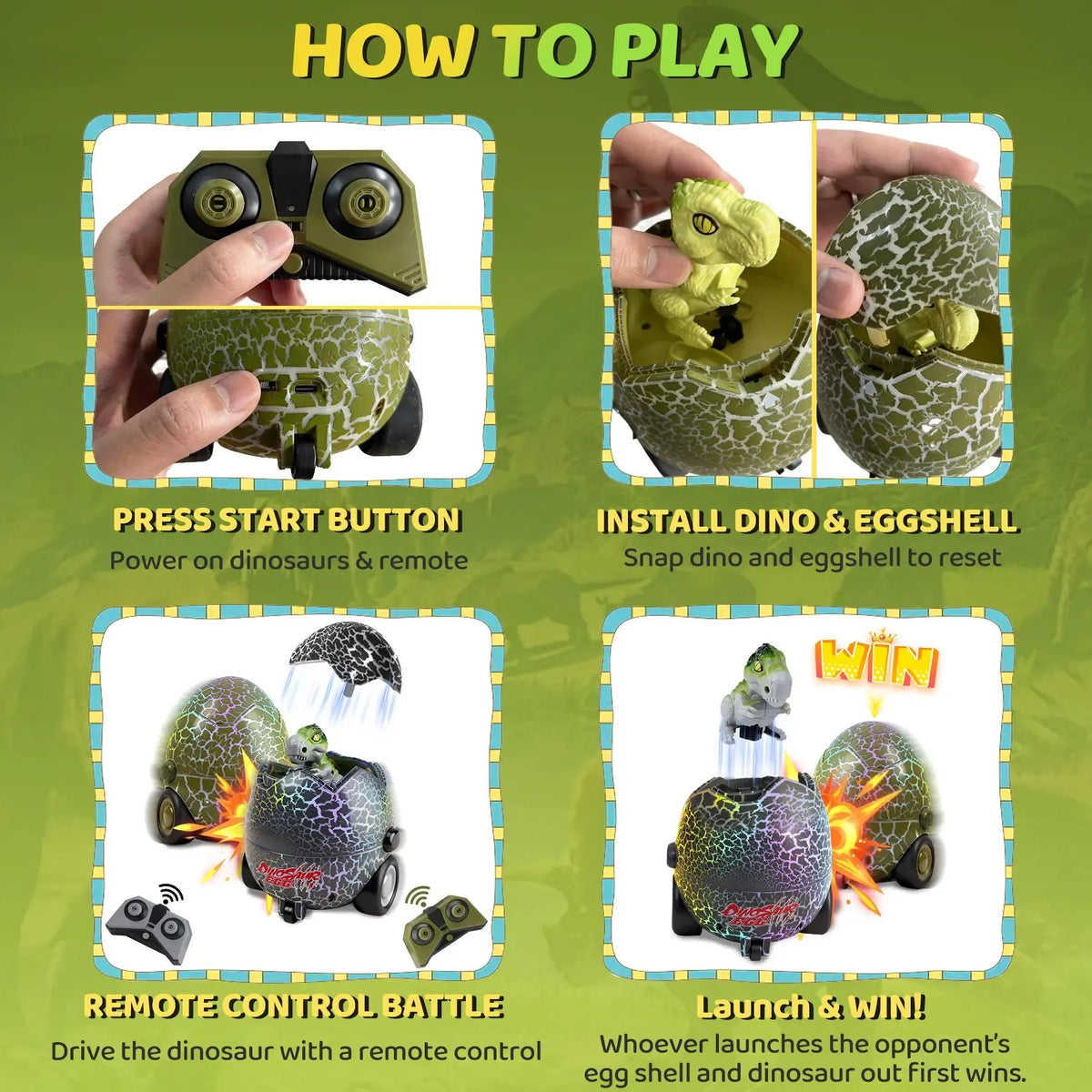 Remote Control Dinosaur Egg Battle Toys - 2 Pack