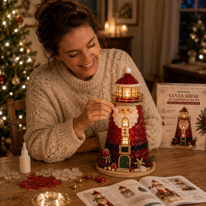 🎄Beginner-Friendly DIY Lighted Christmas Character Sea Glass-Style Lighthouse Kit Collection | Complete Kit with Sea Glass-Style Pieces, LED Lights & Step-by-Step Guide Included 💕