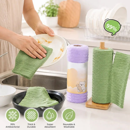 🔥LAST DAY 59% OFF✨Tearable Reusable Plush Cleaning Cloth Roll, Washable Absorbent Household Cleaning Towels 🧻
