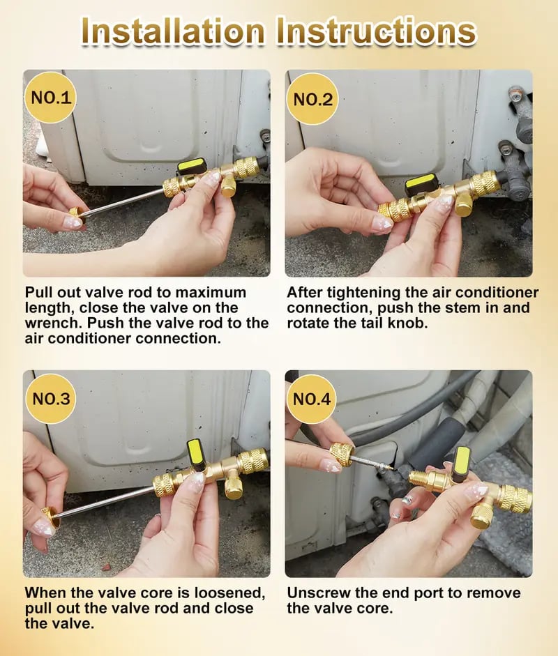 Valve Core Remover Installer Tool Set, Refrigeration Ratchet Wrench Kit