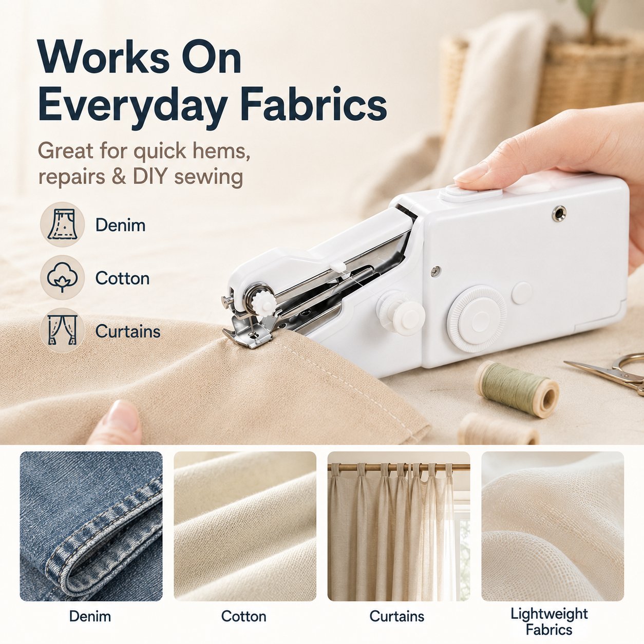 🧵 CRAFT SALE 50% OFF - Portable Handheld Electric Sewing Machine Kit for Beginners