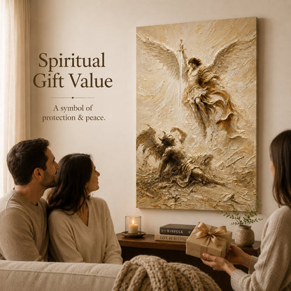🛡️ Michael Victory 3D Impasto Canvas | Premium Relief Sacred Decor for Christian Altar & Housewarming Gift