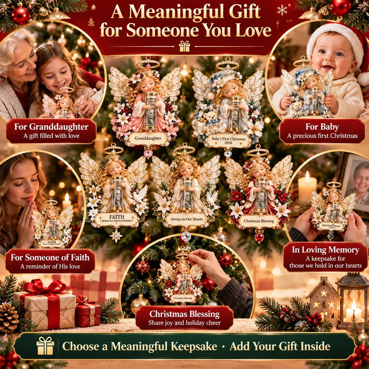 👼🎄Christmas Angel Cash Holder Ornament