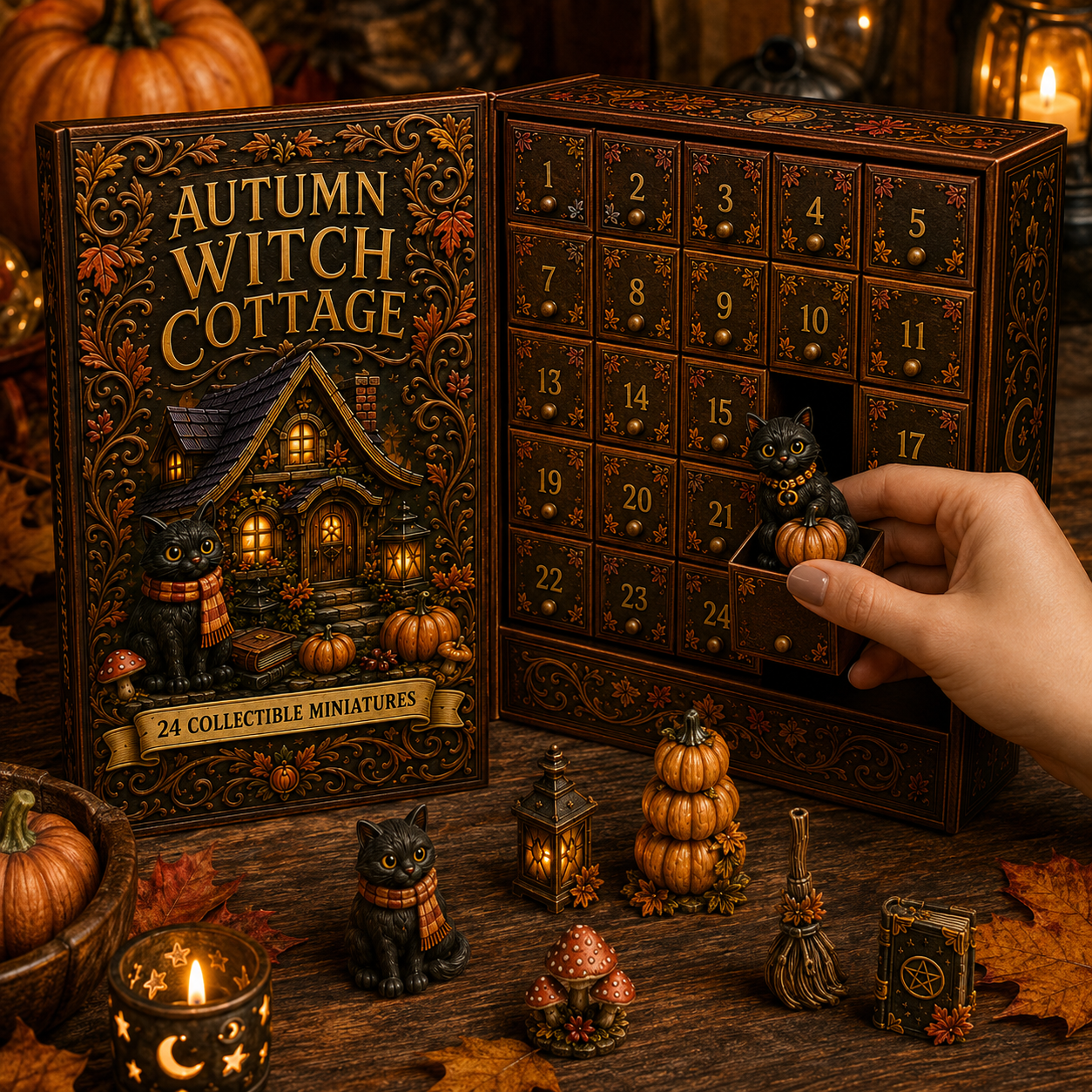 Autumn Witch Cottage miniature collection