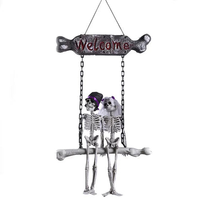 💀 Spooky Welcome Hanging Skeleton Sign