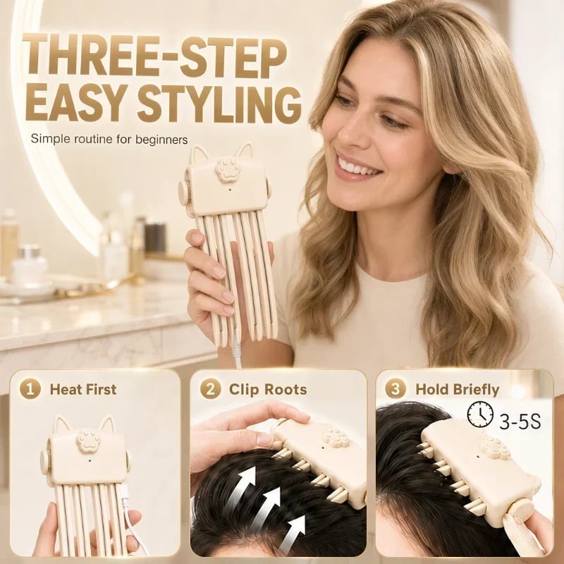 🎉48K+ Sold 💇 Wireless Heated Volumizing Root Lift Clip, Portable Travel Hair Styling Tool for Flat Fine Hair