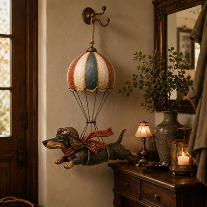 Vintage Flying Dachshund Hot Air Balloon Decor