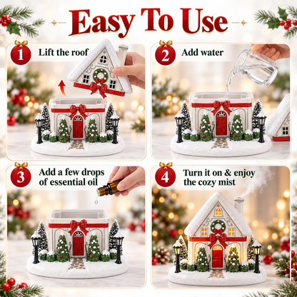 🎅 Lighted Christmas Village Aroma Diffuser – Chimney Mist & Glowing Windows