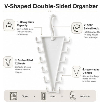 V Shaped Double-Sided Closet Organizer Hanger