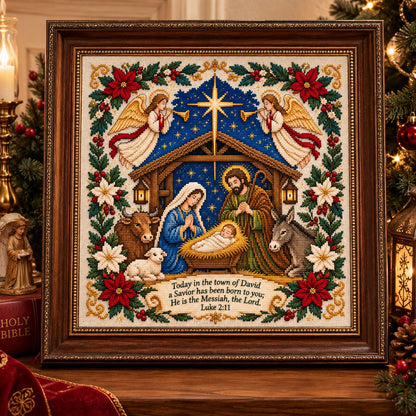 ✝️ Nativity Christmas Cross Stitch Kit – Stitch the Story of the First Christmas