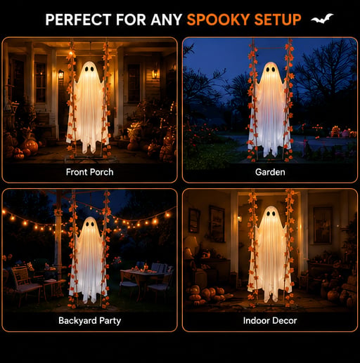 🔥49% OFF TODAY ONLY!🎃 Spooky Swingin' Ghost — Light-Up Halloween Decor 👻(FREE SHIPPING)