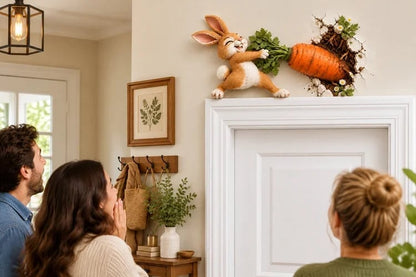 🐰 Funny Bunny Pulling Carrot Wall Decor