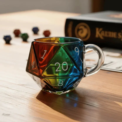 🐉🎲20-Sided Polyhedral Glass Cup | Heavy-Duty Tavern Vessel | Critical Hit Quality 🍻