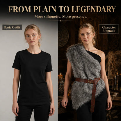 🐺 Viking-Inspired Faux Fur Shoulder Cape – Barbarian Halloween Cosplay Costume
