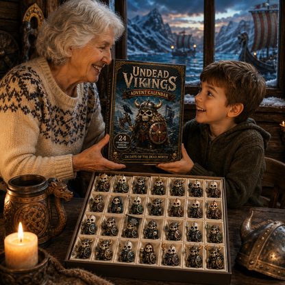 ⚔️Undead Vikings Advent Calendar 2026 – 24-Day Countdown with Collectible 3D Undead Warrior Miniatures, Acrylic Charms Blind Box
