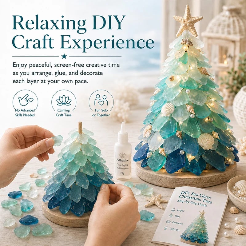 ⏳ Last Day 49% OFF – 🌊 Beginner-Friendly DIY 3D Lighted Sea Glass-Style Art Kit Collection | Complete Kit with Sea Glass-Style Pieces, LED Lights & Step-by-Step Guide Included 💕