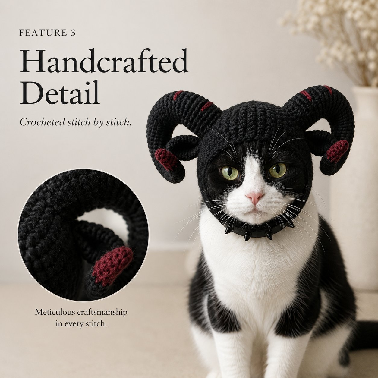 🖤🐾Handmade Gothic Crochet Cat Hat