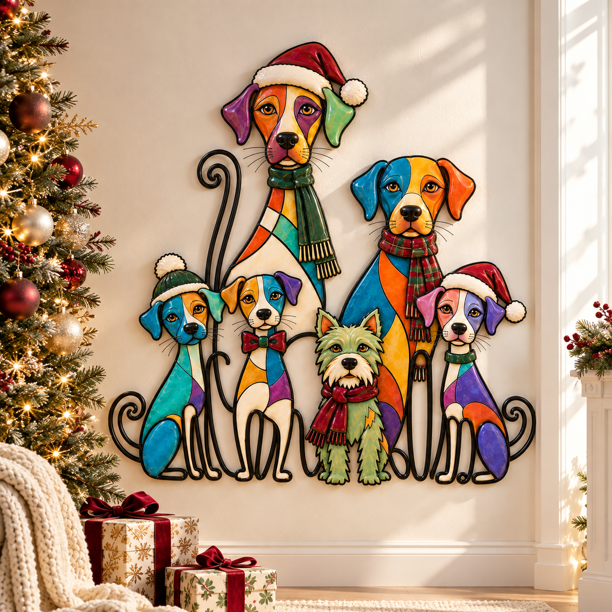 2026 Christmas Dog/Cat Family – A Colorful Holiday Welcome for Dog Lovers