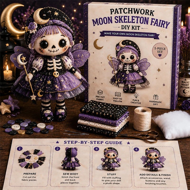 🔥HOT SALE🔥Last Day 49% OFF🎃 Patchwork Skeleton Witch Girl DIY Kit