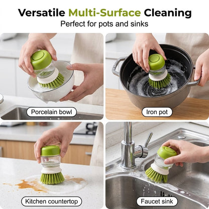 🔥HOT SALE🔥Palm Soap Dispenser Dish Brush with Storage Bracket Holder (2 Replacement Brush Heads)