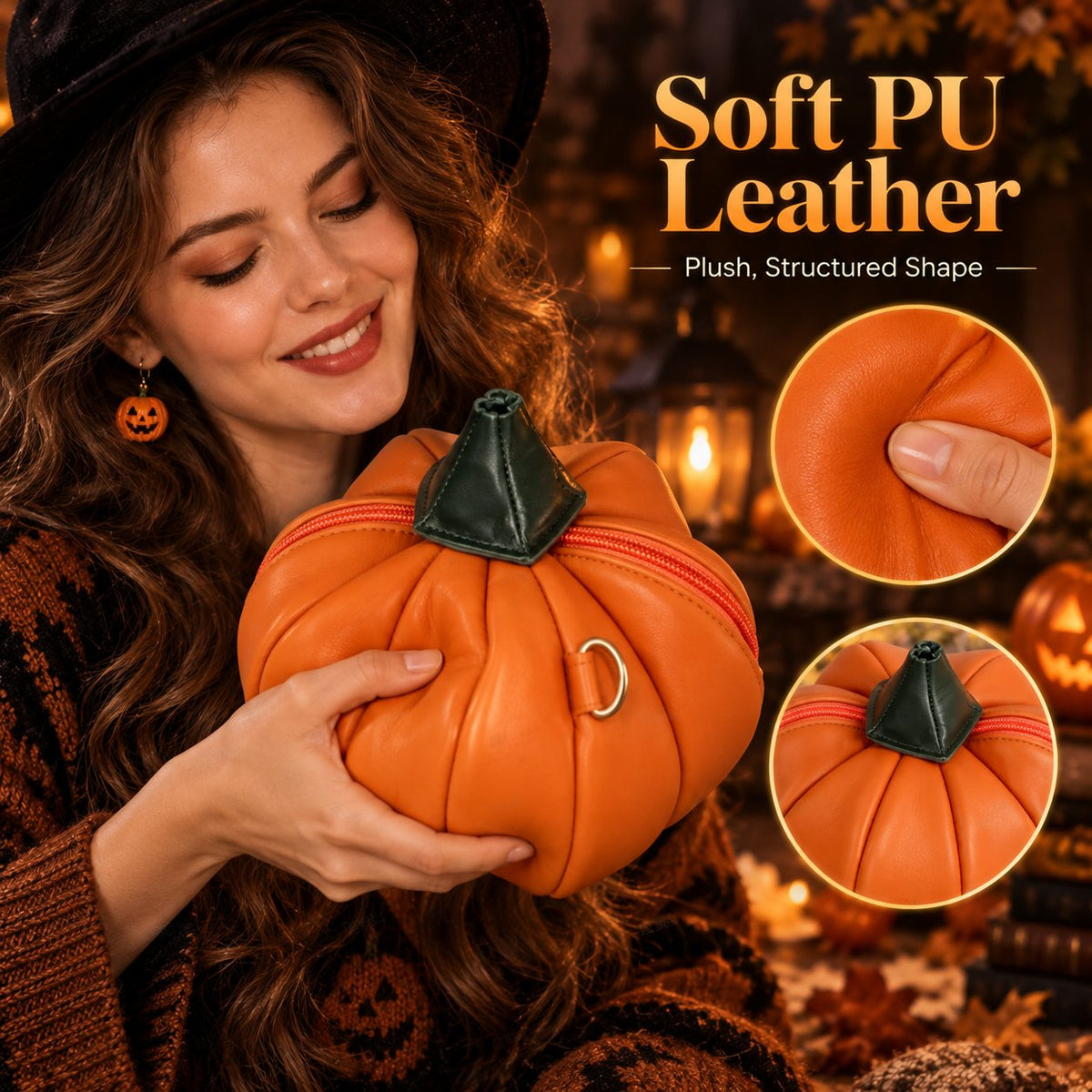 🎃✨Hungry Pumpkin Halloween Crossbody Bag: Whimsical Open-Mouth Pumpkin Purse for Halloween Party, Trick-or-Treat & Fall Outfit(✨Same as in the video)