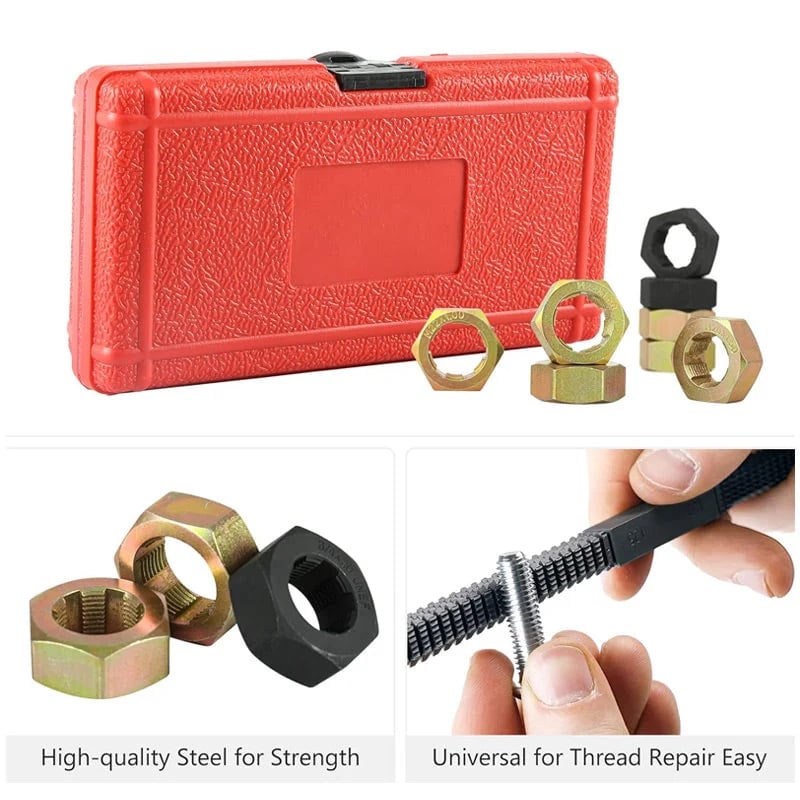 🔧 8Pcs Thread Repair Kit – Helicoil Restoring Tool Set for M5-M12 Stripped Threads, Automotive Screw Repair with HSS Drill Bits & Insert Tools 🚗💪
