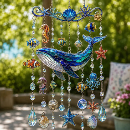 🌊Ocean-Themed Crystal Wind Chime – ✨Bring the Ocean Glow to Your Garden