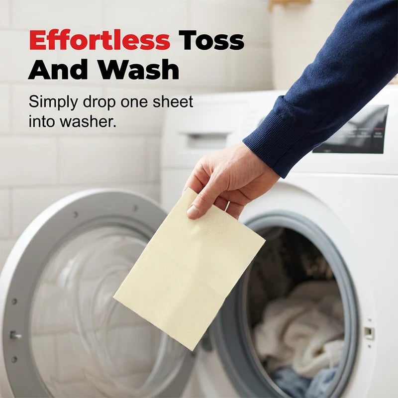📍 Deep Cleaning Laundry Whitening Sheets ✨🧺 Powerful Stain Remover Brightening Fabric Laundry Cleaning Sheets