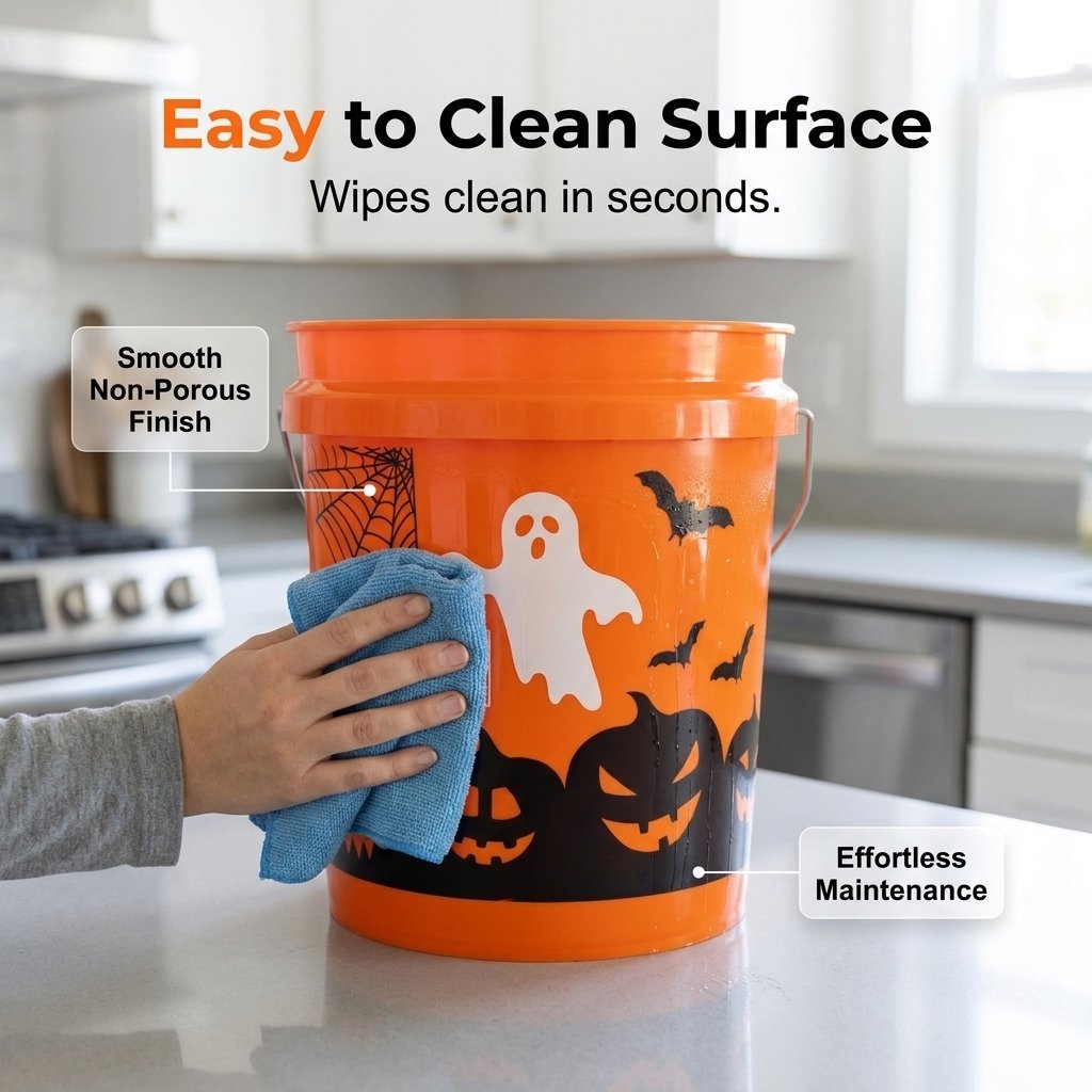 🔥HOT SALE🔥🎃Halloween Trick or Treat Candy Buckets with Sturdy Handle - Classic Home Depot Orange Ghost Pumpkin Bat Trick-or-Treat Pails - Durable Reusable Plastic Bucket Container for Kids Party Favors & Seasonal Decor🍬