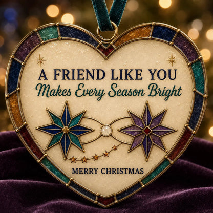 Stained Glass-Style Christmas Heart Ornaments – 7 Message Designs